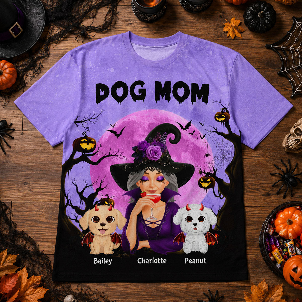 Halloween Theme Spooky Dog Mom Witch - Personalized Shirt - Halloween Gift For Dog Lovers