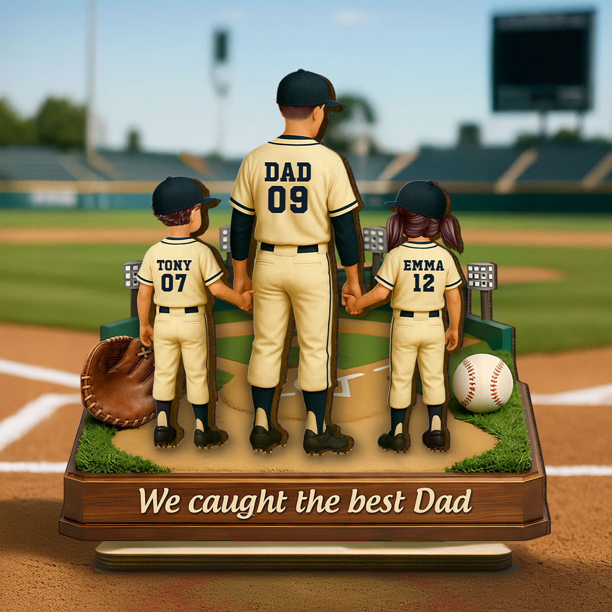 We Caught The Best Dad Baseball - Personalized 2-Layered Wooden Plaque - Heartfelt Gift For Dad, Grandpa