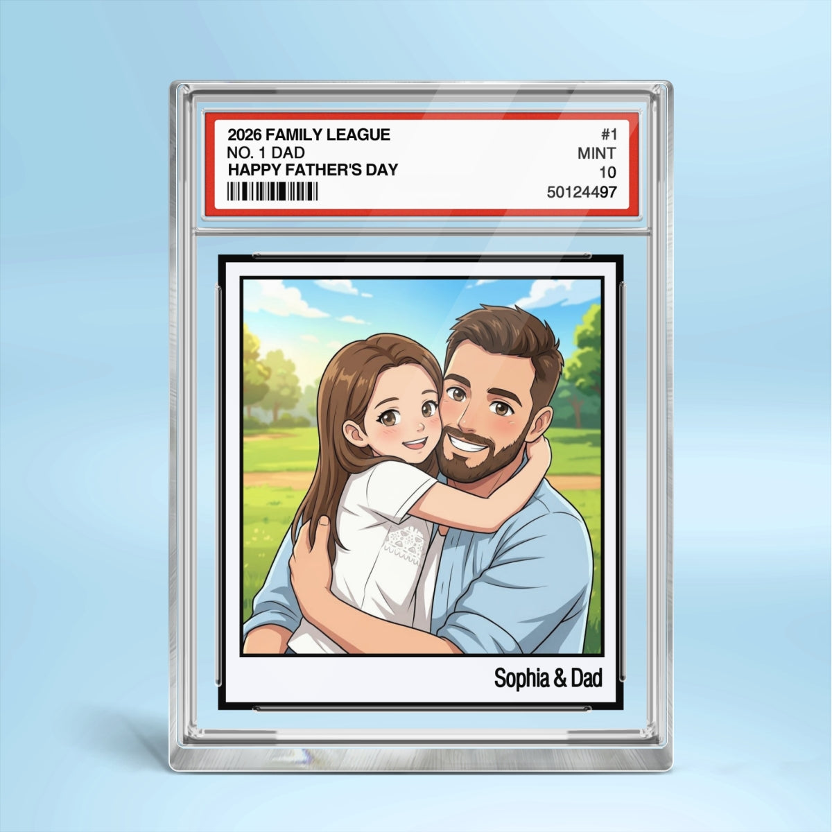 Vintage No. 1 Dad Trading Card Trading Card Cartoon Style - Personalized Acrylic Block Plaque -  Gift For Dad, Husband