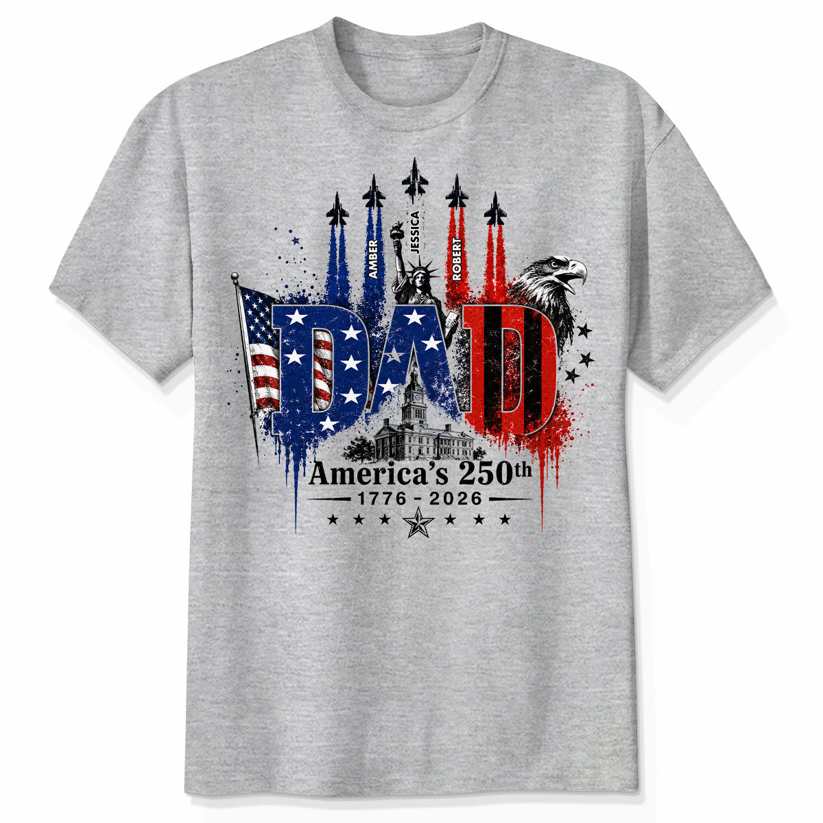 Patriotic Grandpa USA 250th Anniversary - Personalized Shirt - Father's Day Gift For Dad, Grandpa, Husband