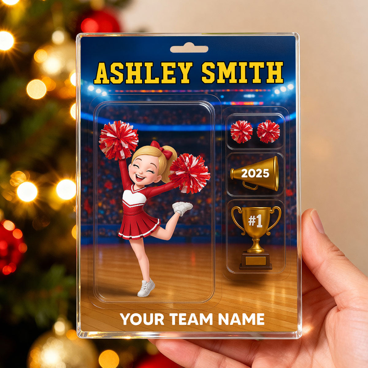 3D Effect Cheerleader Custom Figure Style Christmas - Personalized Acrylic Block Plaque - Christmas Gift For Cheerleaders