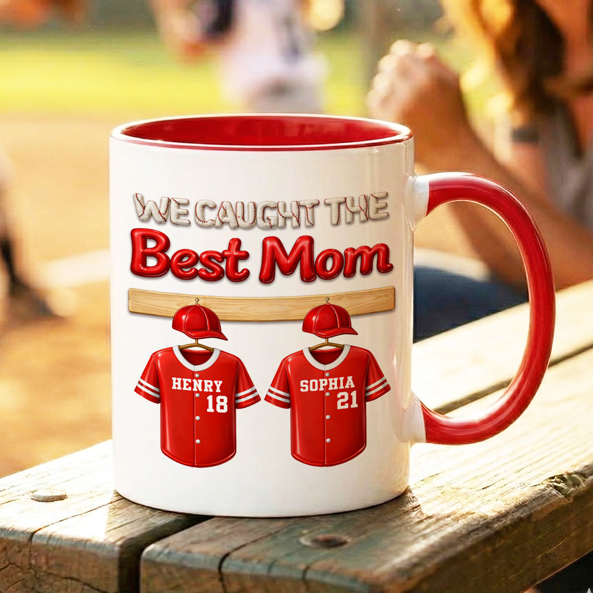 We Caught The Best Mom Baseball Kids - Personalized Mug - Heartfelt Gift For Baseball Mom, Gift For Wife