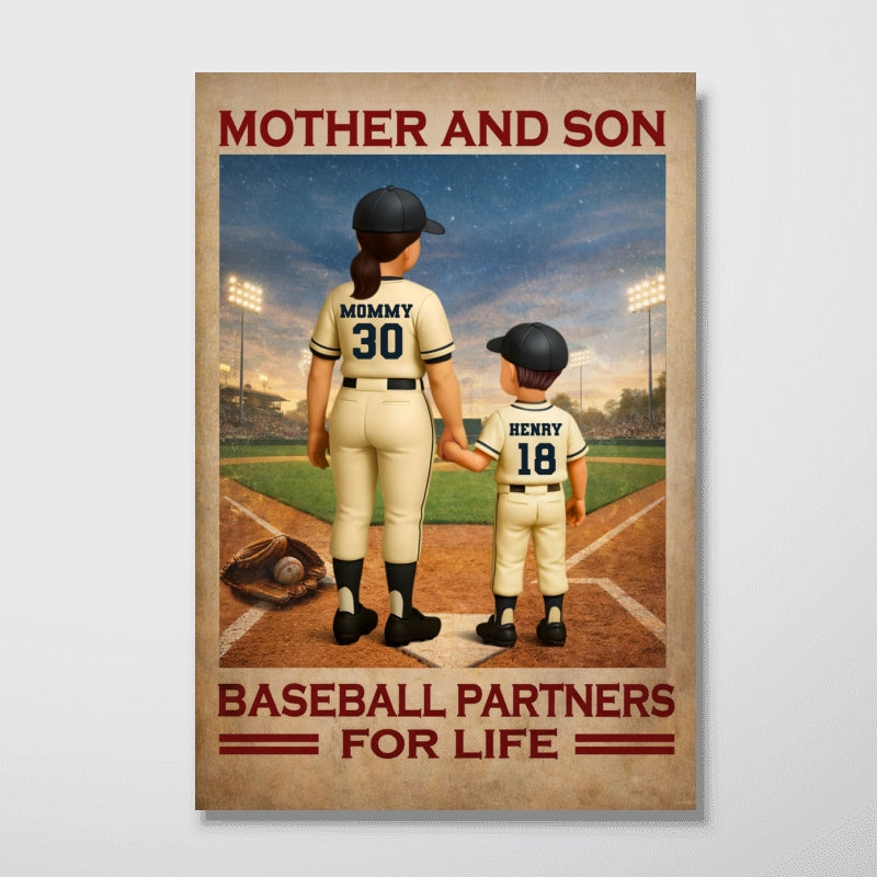 Mother And Son Baseball Partners For Life - Personalized Poster - Mother's Day Gift, Gift For Mom