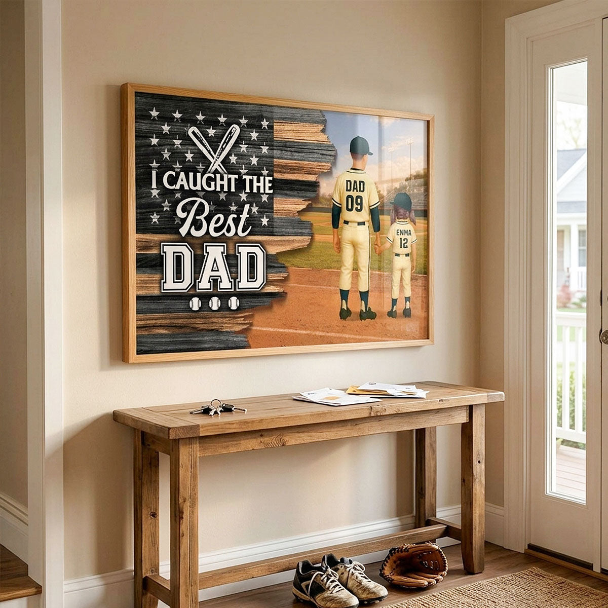 Half Nation Flag We Caught The Best Dad Baseball - Personalized Poster - Father's Day Gift For Baseball Dad