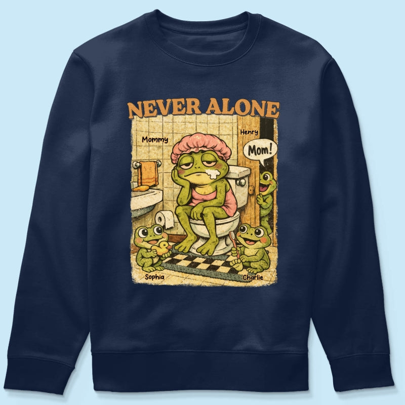 Retro Frog Mom Never Alone - Personalized Shirt - Funny Mother's Day Gift For Mom, Overstimulated, Humor, Snarky Motherhood