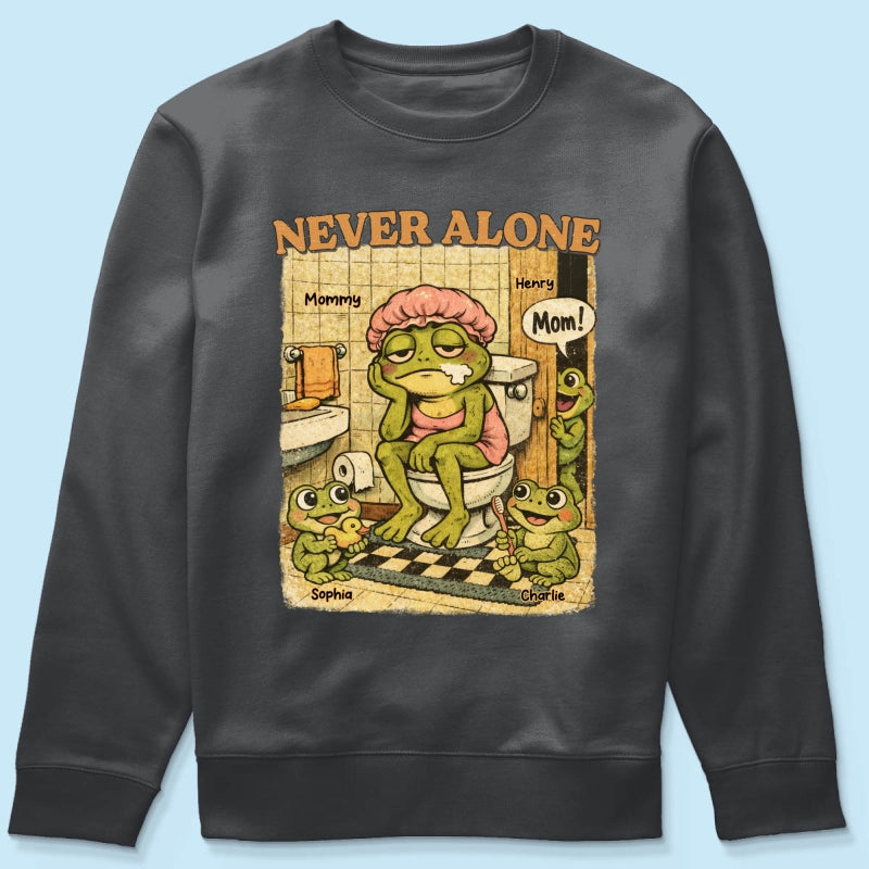 Retro Frog Mom Never Alone - Personalized Shirt - Funny Mother's Day Gift For Mom, Overstimulated, Humor, Snarky Motherhood