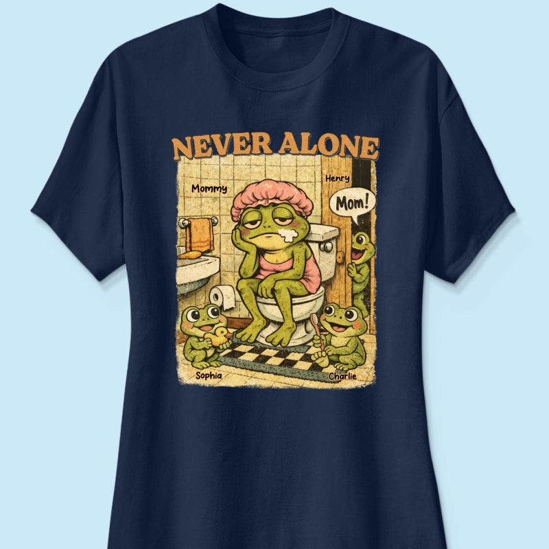 Retro Frog Mom Never Alone - Personalized Shirt - Funny Mother's Day Gift For Mom, Overstimulated, Humor, Snarky Motherhood