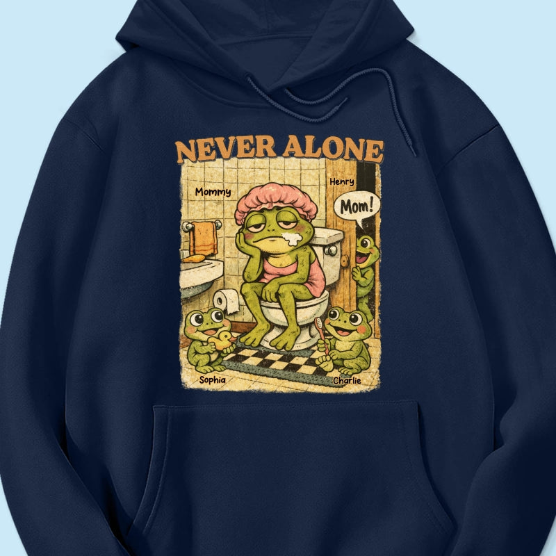 Retro Frog Mom Never Alone - Personalized Shirt - Funny Mother's Day Gift For Mom, Overstimulated, Humor, Snarky Motherhood