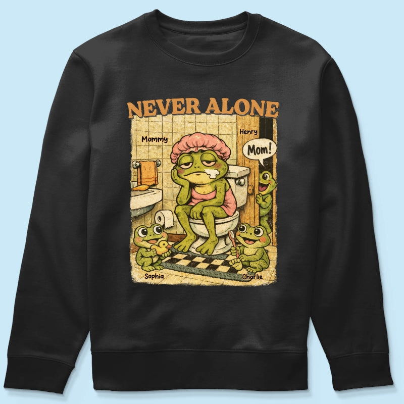 Retro Frog Mom Never Alone - Personalized Shirt - Funny Mother's Day Gift For Mom, Overstimulated, Humor, Snarky Motherhood