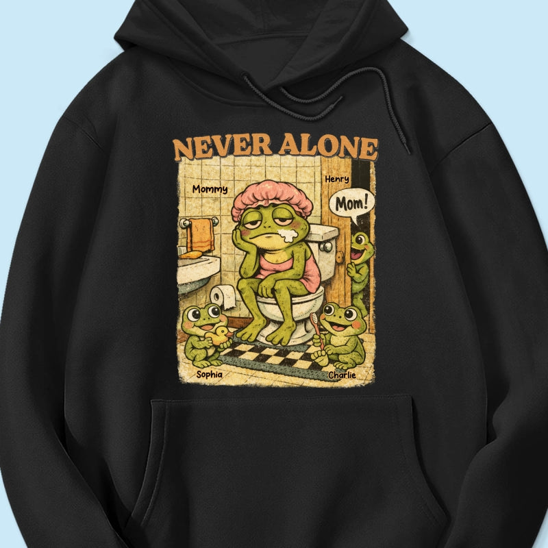 Retro Frog Mom Never Alone - Personalized Shirt - Funny Mother's Day Gift For Mom, Overstimulated, Humor, Snarky Motherhood