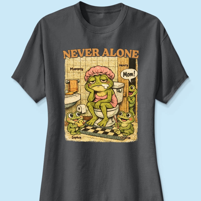 Retro Frog Mom Never Alone - Personalized Shirt - Funny Mother's Day Gift For Mom, Overstimulated, Humor, Snarky Motherhood