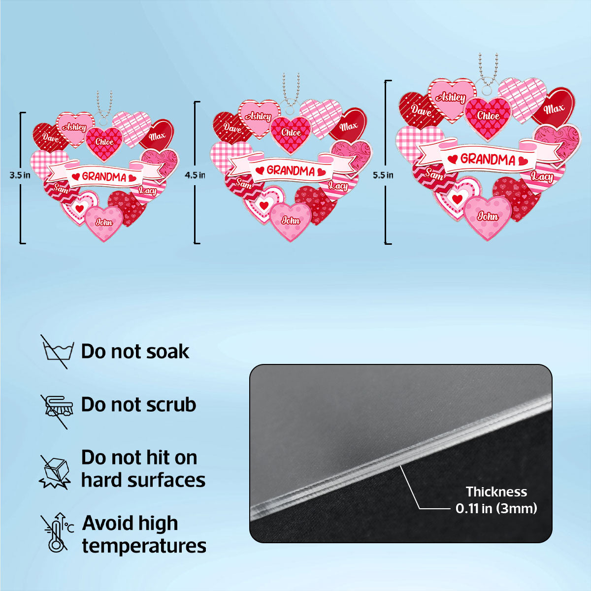 Grandma's Sweethearts Coquette Valentine's Day - Personalized Car Hanger Ornament - Gift For Grandma