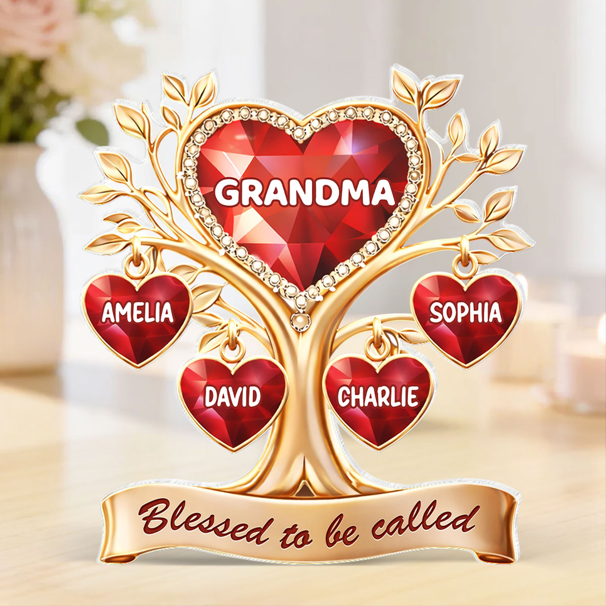 Blessed to Be Called Grandma - Personalized Acrylic Block Plaque - Sentimental Gift for Grandma