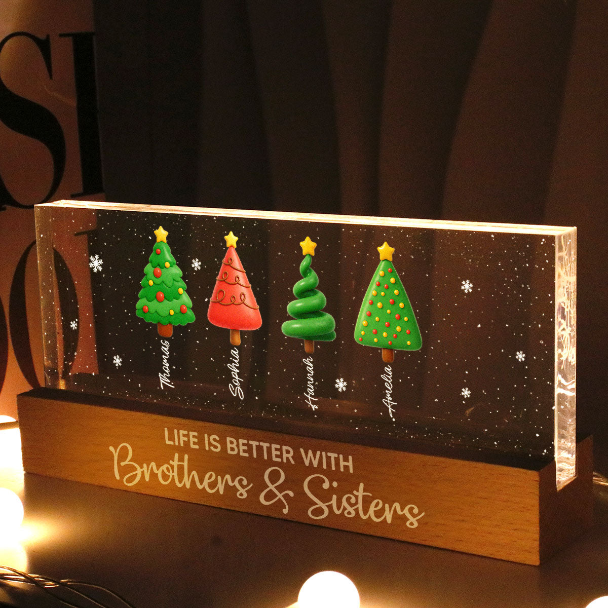 Brothers & Sisters Forever Linked Together - Personalized LED Night Light - Unique Christmas Gift For Brothers, Sisters, Siblings