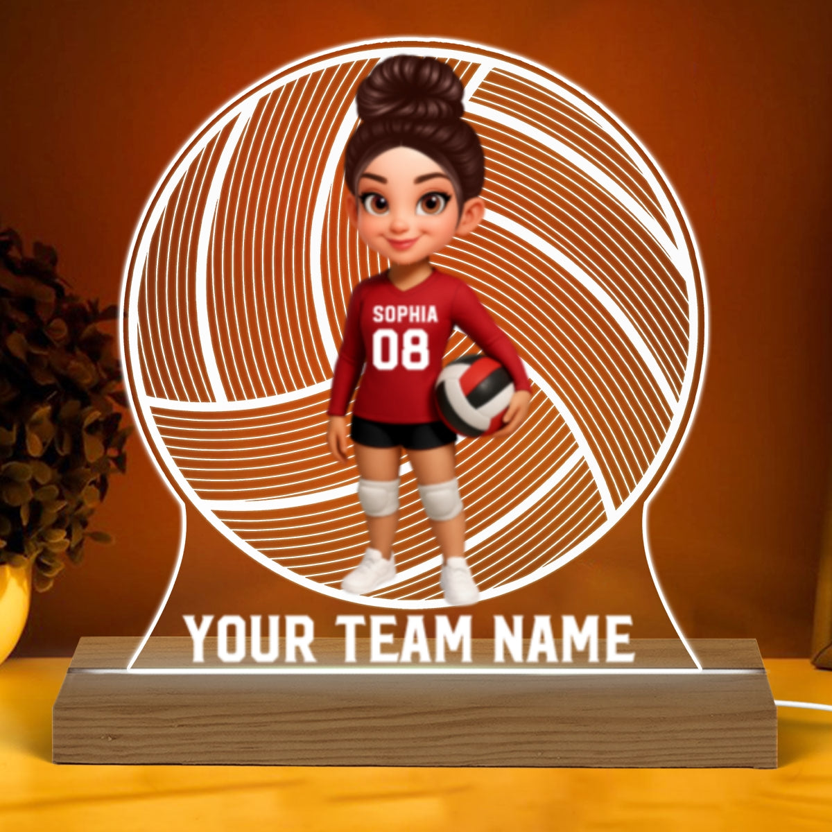 Volleyball 3D Illusion With Name - Personalize LED Night Light - Gift For Granddaughter, Daughter, Volleyball Lover