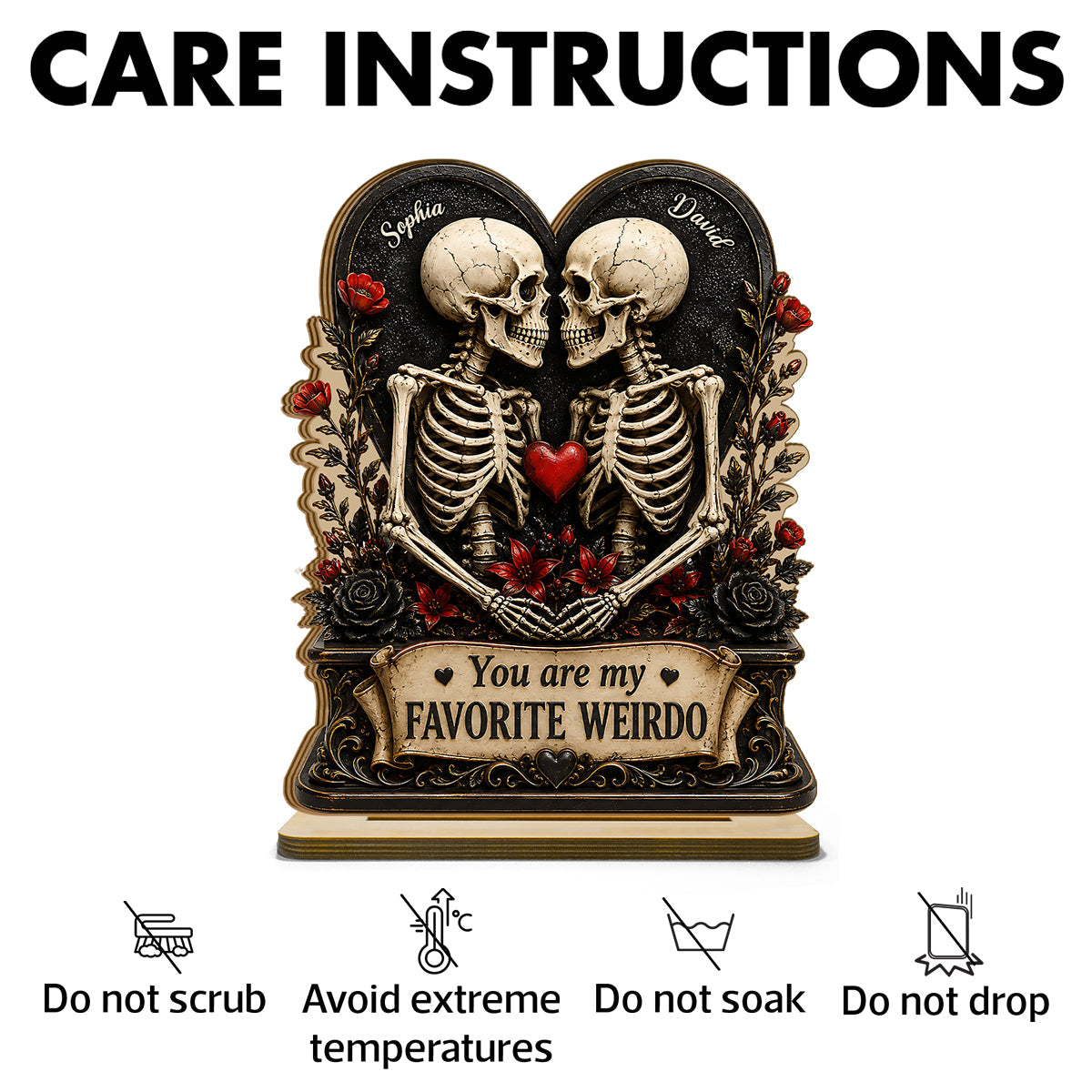 Till Death Do Us Part Skeleton Couple - Personalized 2-Layered Wooden Plaque - Gift for Him, for Her