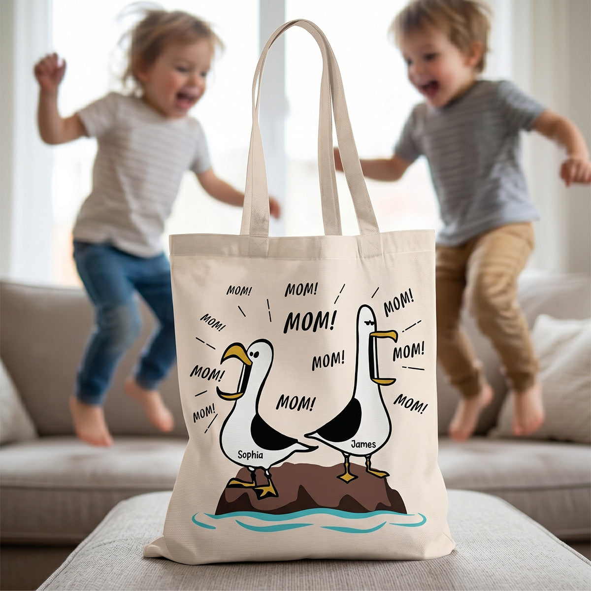 Seagull Mom Mom Mom - Personalized Tote Bag - Funny Mother's Day Gift For Mom