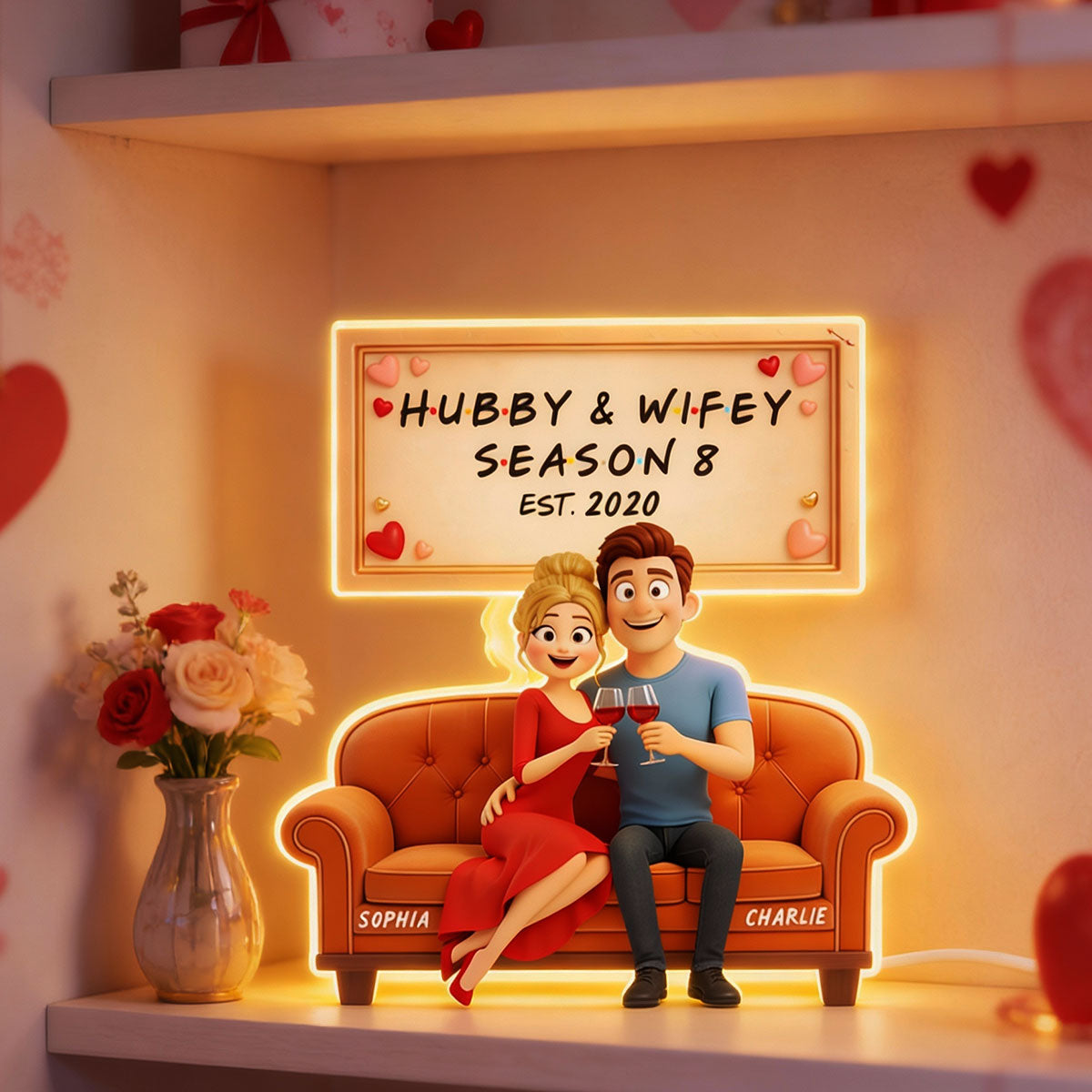 Hubby & Wifey - Personalized Light Box - Gift for Couple, for Wife, for Husband