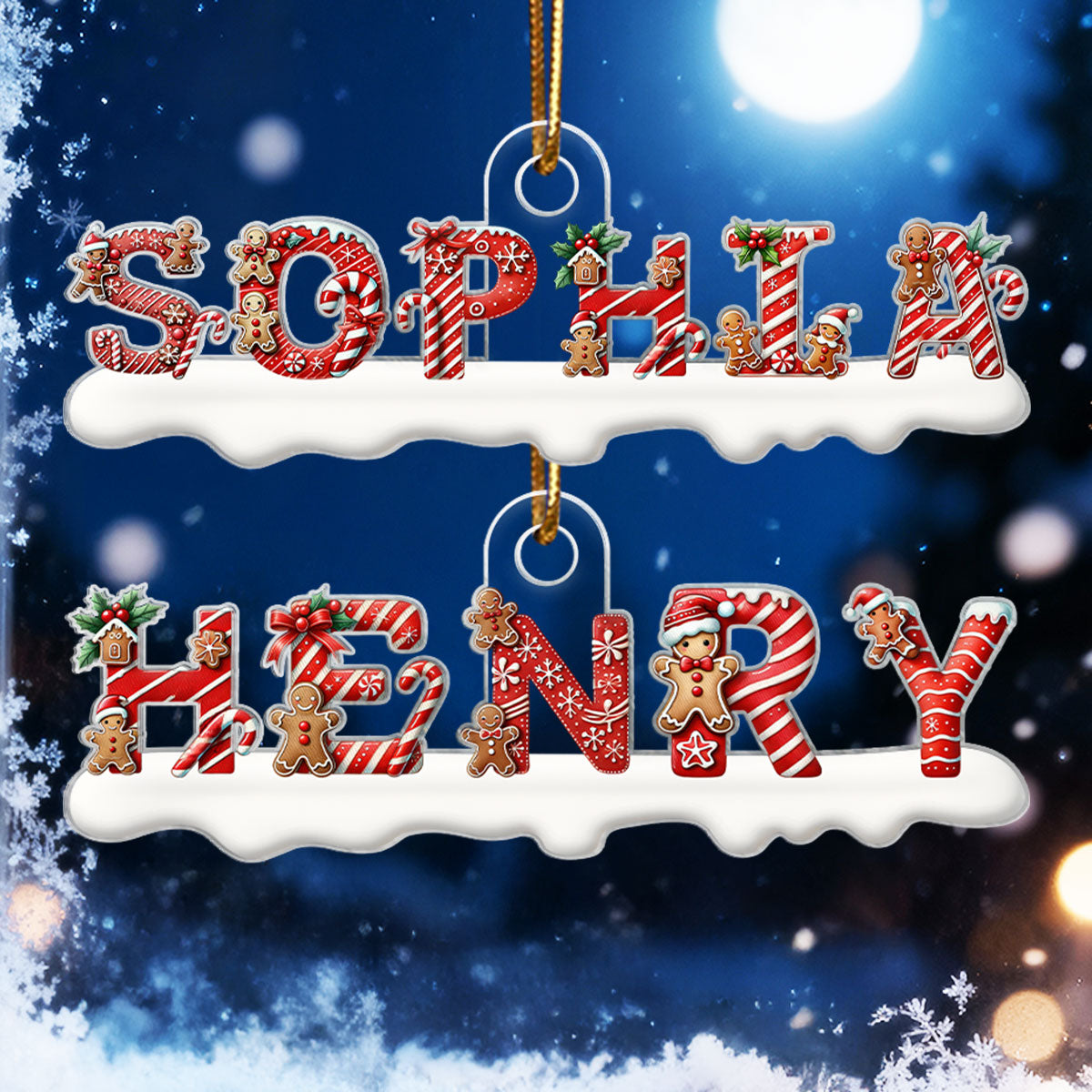 Candy Cane Alphabet - Personalized Acrylic Ornament - Christmas Tree Decor