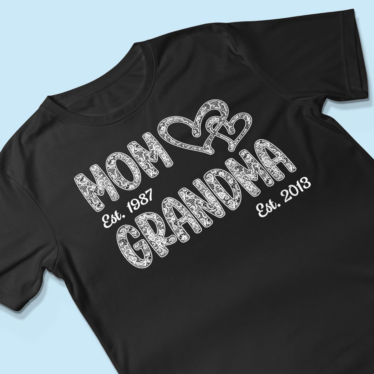 Mom Grandma Lace Pattern Est Year - Personalized Shirt - Gift For Grandma, Mom