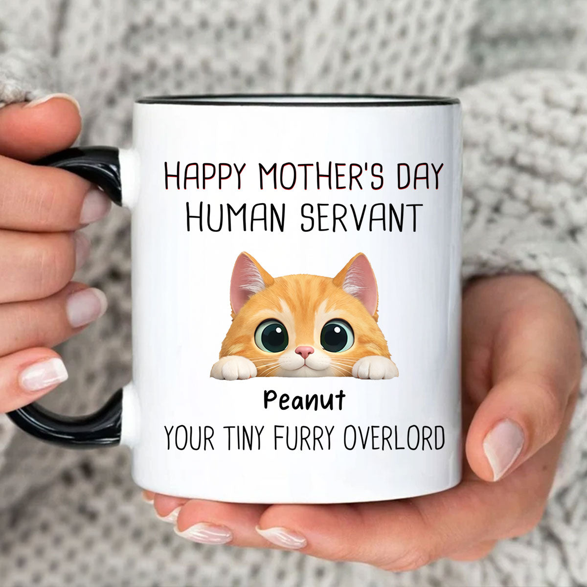 Happy Mother's Day Human Servant - Personalized Mug - Funny Gift for Cat Moms