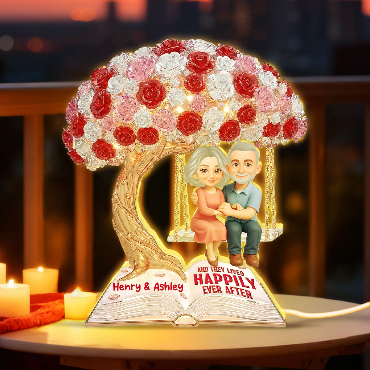 And They Lived Happily Ever After - Personalized Light Box - Valentine's Gift For Him, For Her