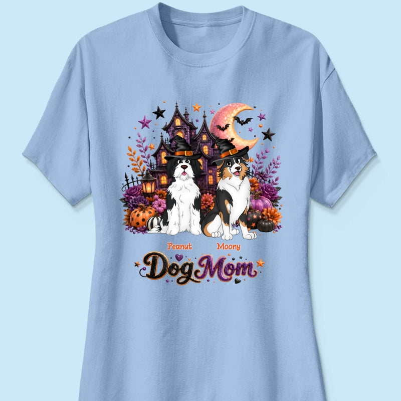 Dog Mom Spooky Haunted House Halloween - Personalized Shirt - Halloween Gift, Gift For Dog Lovers