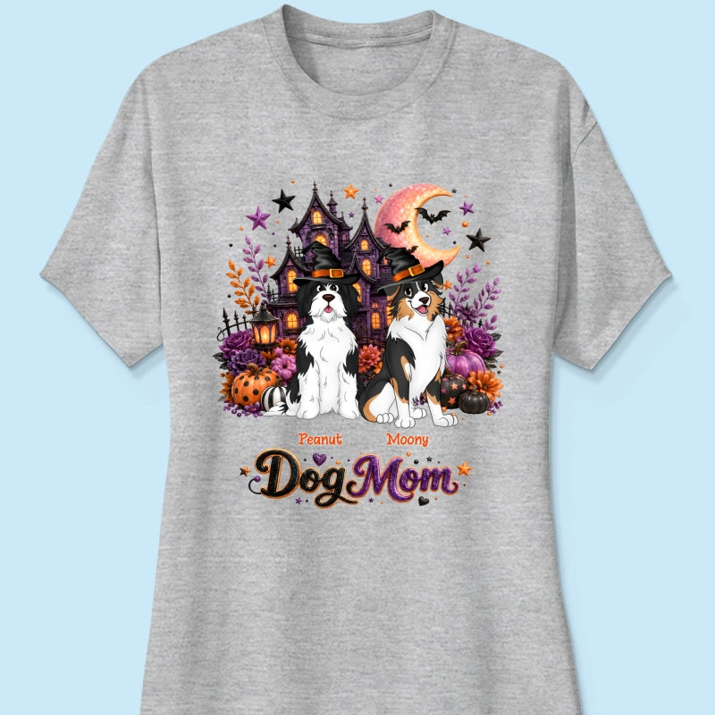 Dog Mom Spooky Haunted House Halloween - Personalized Shirt - Halloween Gift, Gift For Dog Lovers