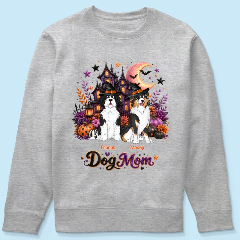 Dog Mom Spooky Haunted House Halloween - Personalized Shirt - Halloween Gift, Gift For Dog Lovers