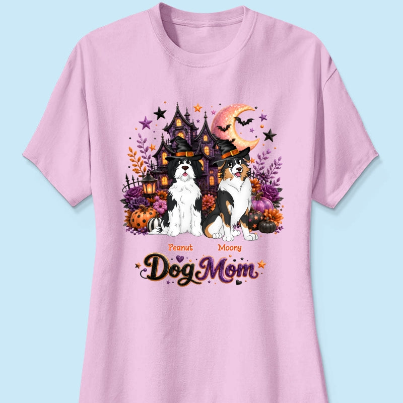 Dog Mom Spooky Haunted House Halloween - Personalized Shirt - Halloween Gift, Gift For Dog Lovers