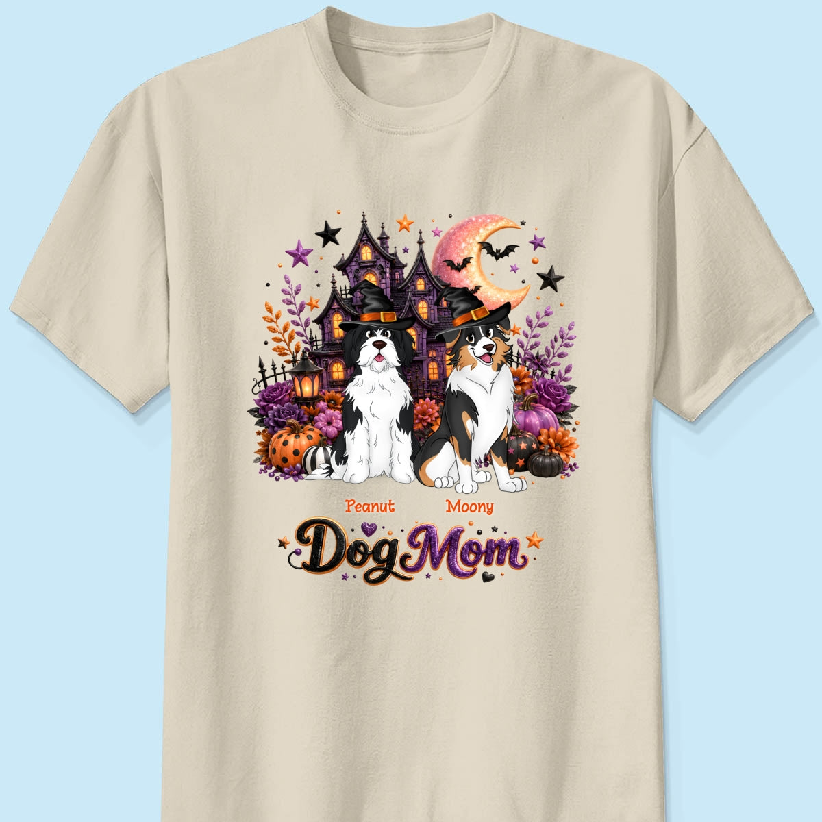 Dog Mom Spooky Haunted House Halloween - Personalized Shirt - Halloween Gift, Gift For Dog Lovers