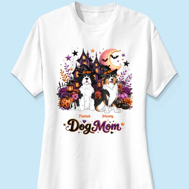 Dog Mom Spooky Haunted House Halloween - Personalized Shirt - Halloween Gift, Gift For Dog Lovers