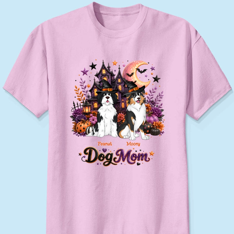 Dog Mom Spooky Haunted House Halloween - Personalized Shirt - Halloween Gift, Gift For Dog Lovers