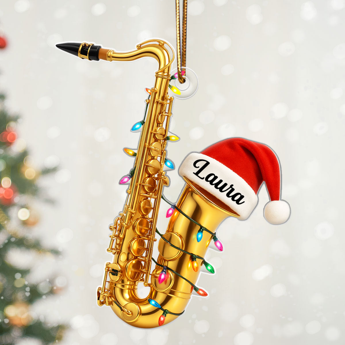 Musical Saxophone - Personalized Acrylic Ornament - Unique Musical Holiday Gift