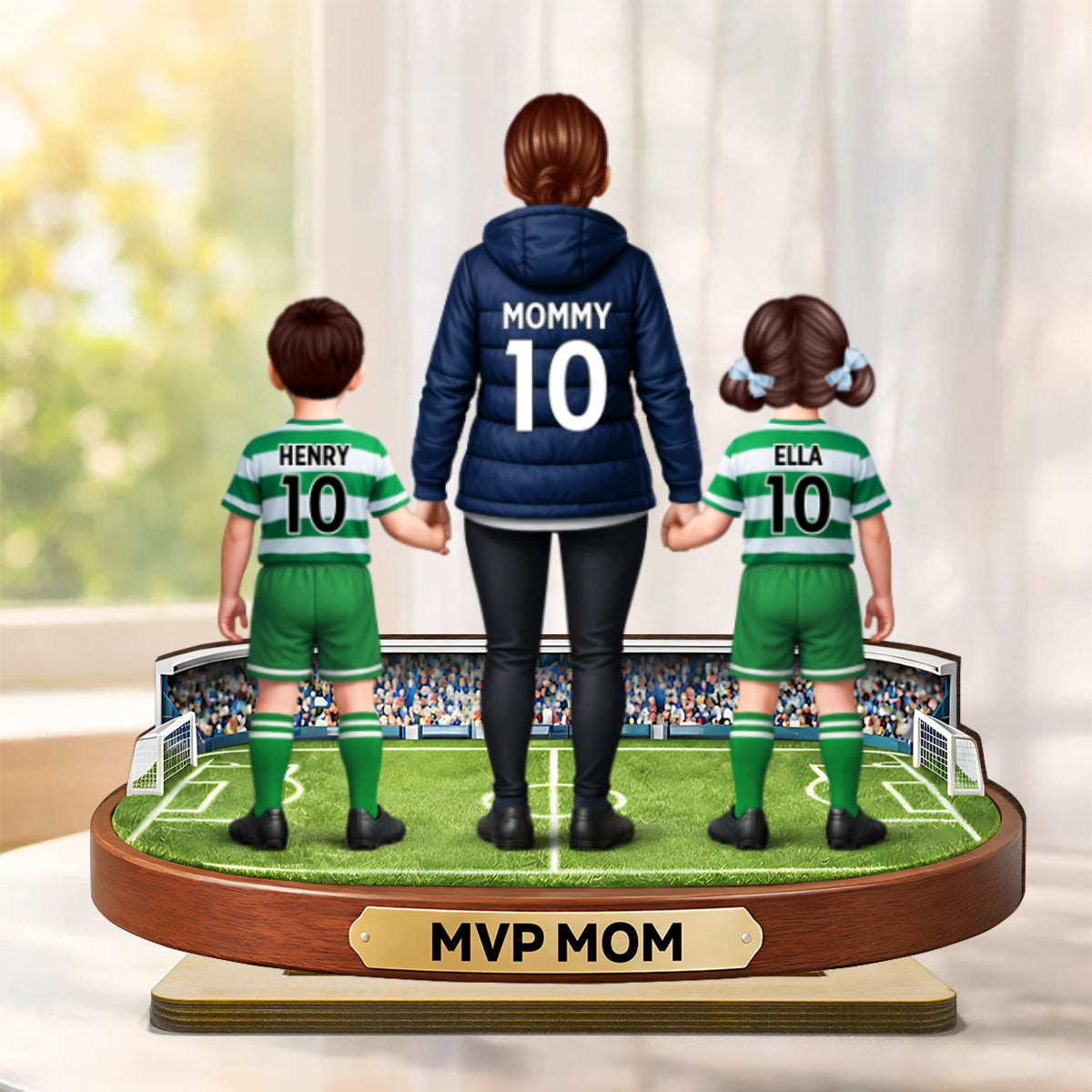 MVP Mom Soccer Mom And Kids - Personalized 2-Layered Wooden Plaque - Heartfelt Gift For Soccer Mom