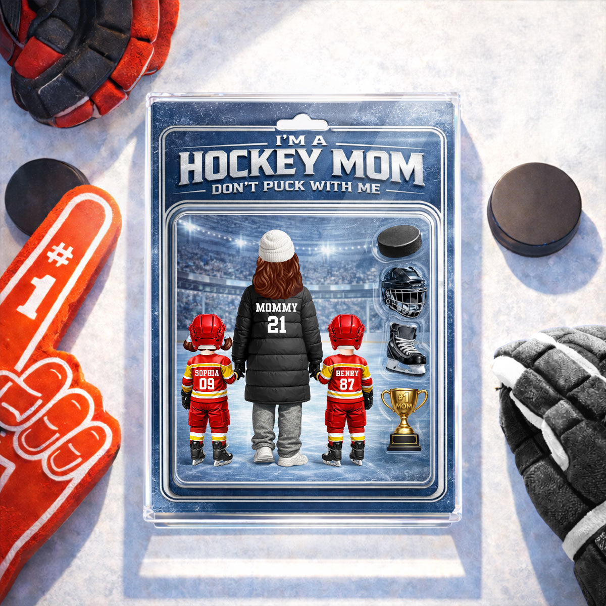 I'm A Hockey Mom Don't Puck With Me Action Figure - Personalized Acrylic Block Plaque - Gift For Hockey Mom