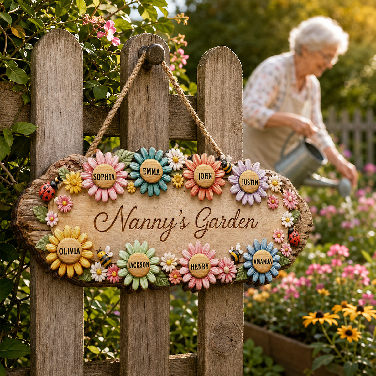 Grandma's Garden - Personalized Wooden Sign - Home Decor for Grandma