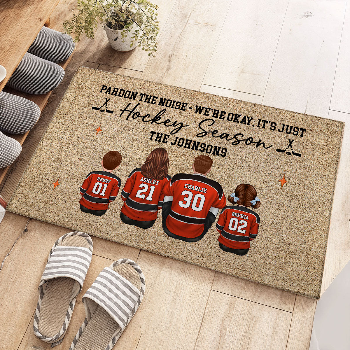 Pardon The Noise It's Just Hockey Season Family - Personalized Doormat - Gift For Hockey Family