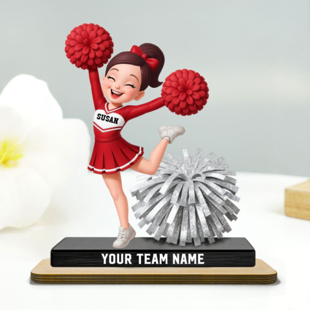Proud Cheerleader - Personalized 2-Layered Wooden Plaque - Gift For Cheerleaders