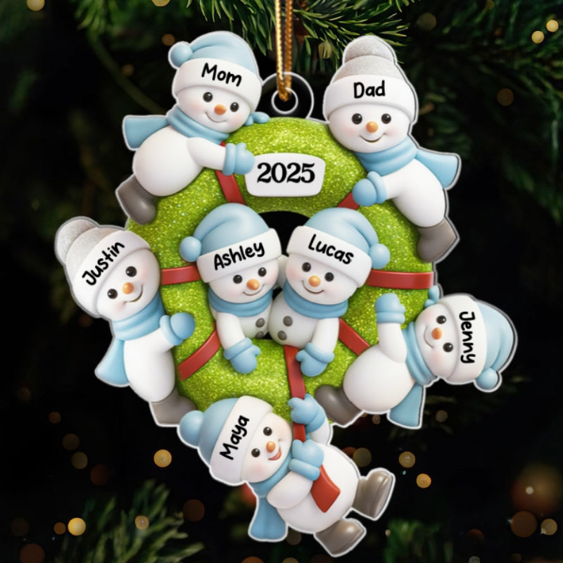 Cute Snowman Family - Personalized Acrylic Ornament - Christmas Gift for Family