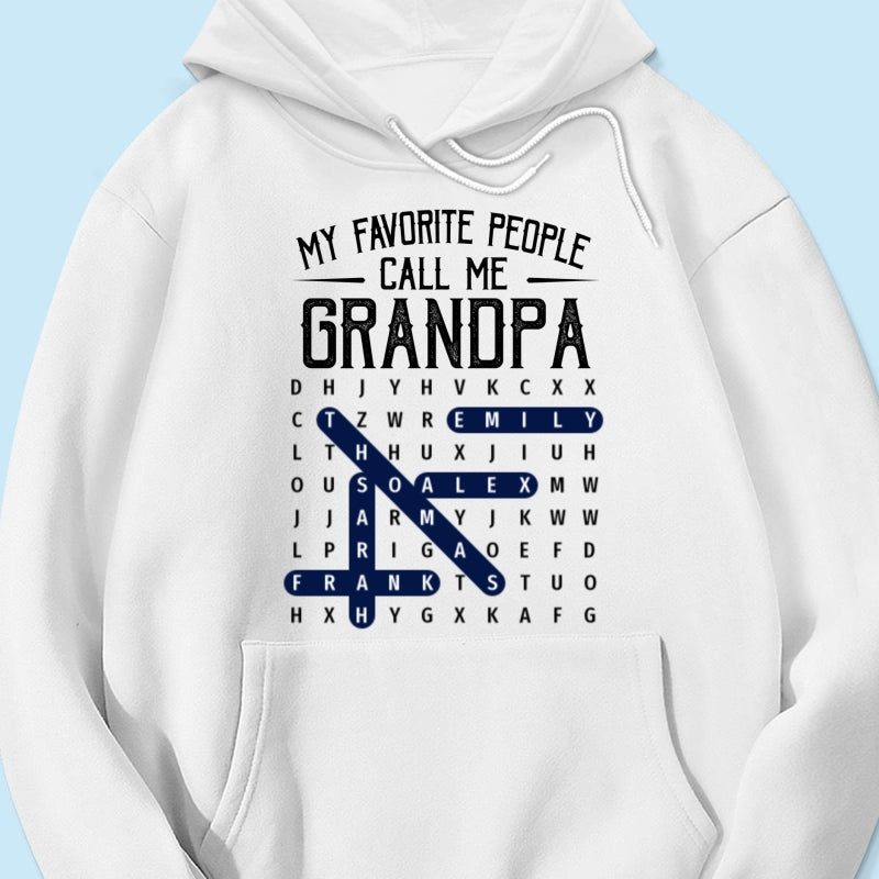 Grandpa's Favorite People Word Search Puzzle - Personalized Shirt - Gift For Grandpa, Dad