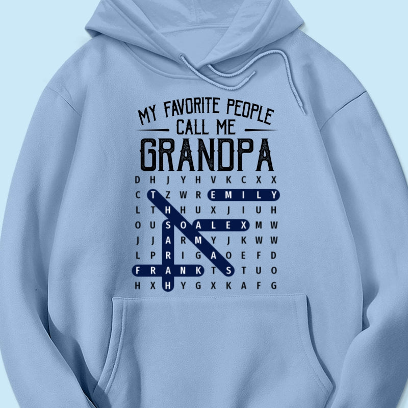 Grandpa's Favorite People Word Search Puzzle - Personalized Shirt - Gift For Grandpa, Dad