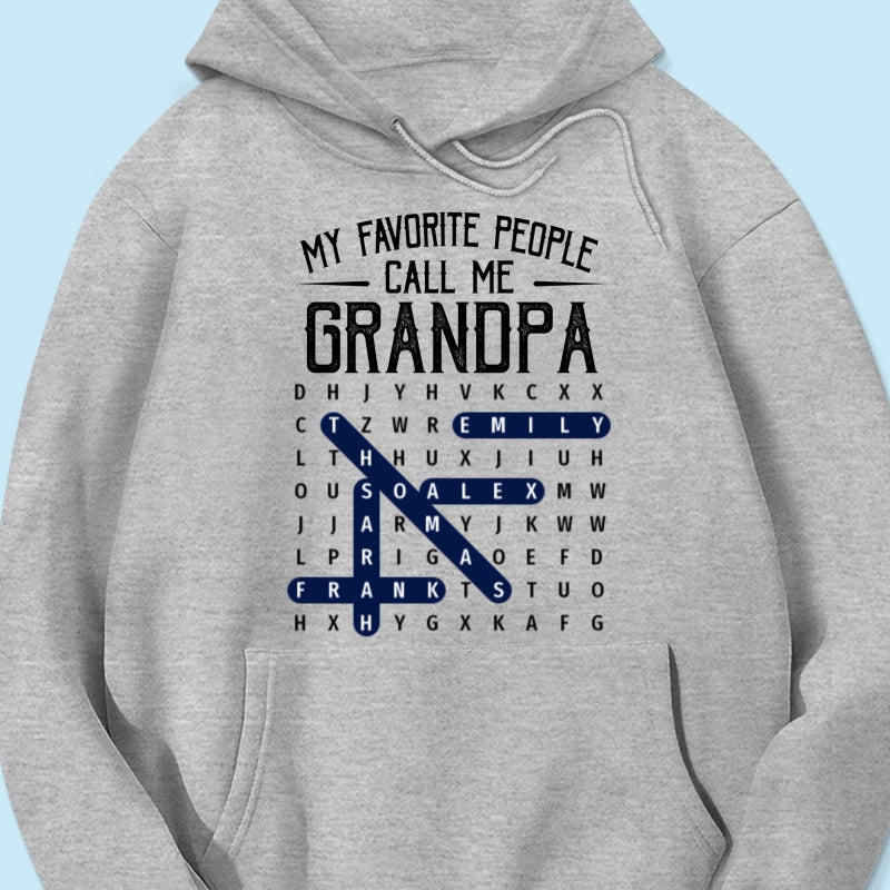 Grandpa's Favorite People Word Search Puzzle - Personalized Shirt - Gift For Grandpa, Dad