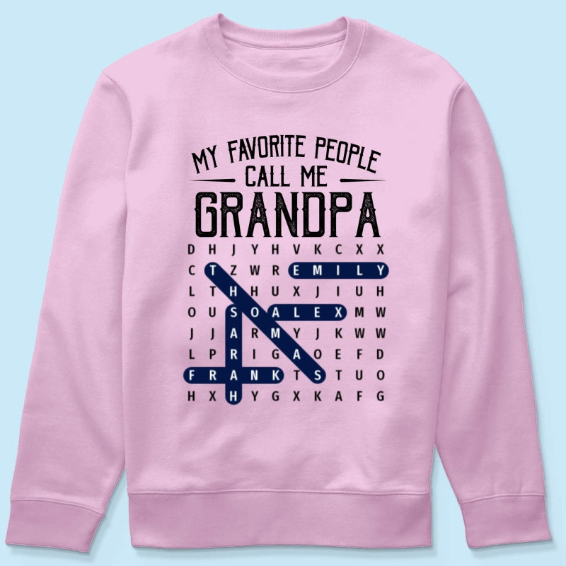 Grandpa's Favorite People Word Search Puzzle - Personalized Shirt - Gift For Grandpa, Dad