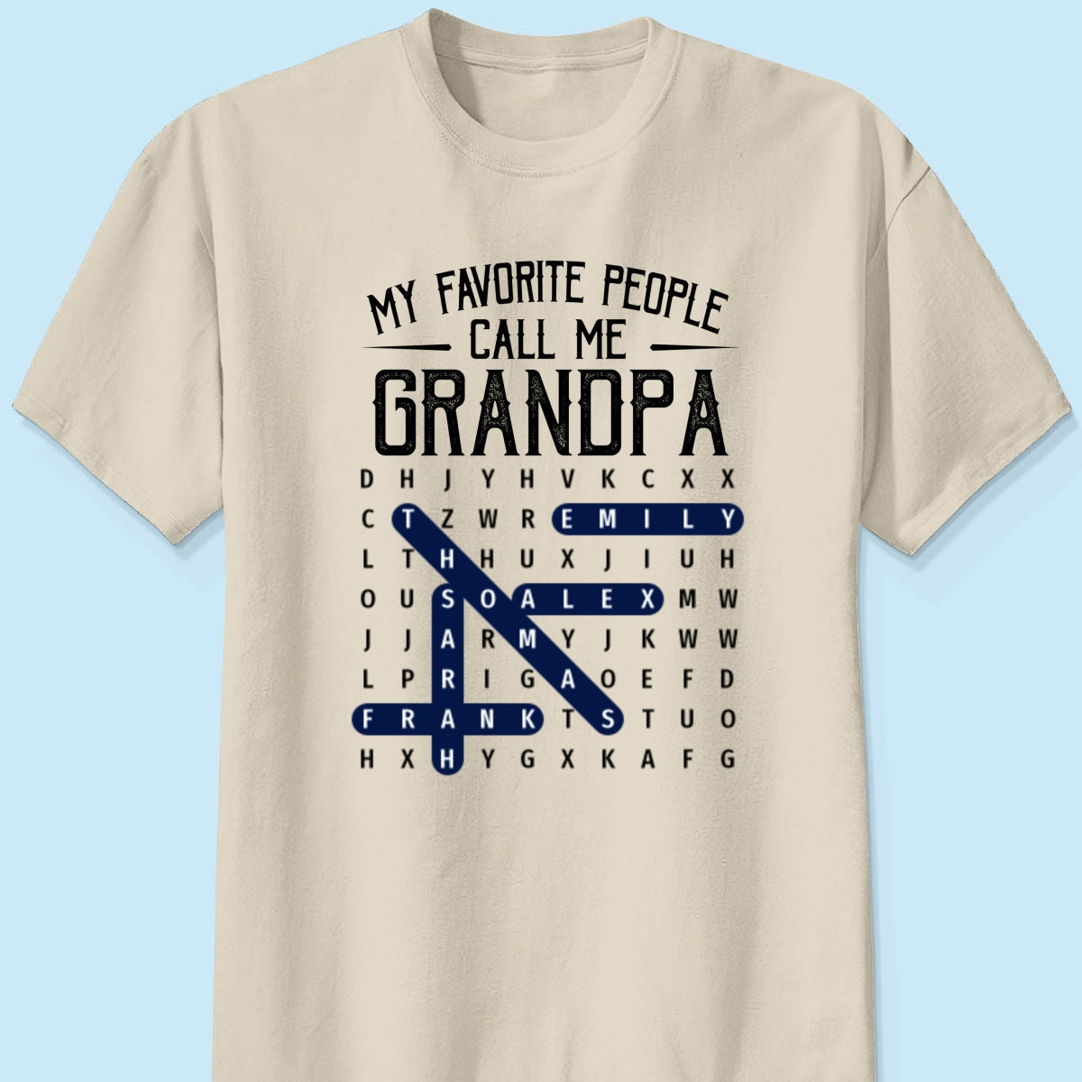 Grandpa's Favorite People Word Search Puzzle - Personalized Shirt - Gift For Grandpa, Dad