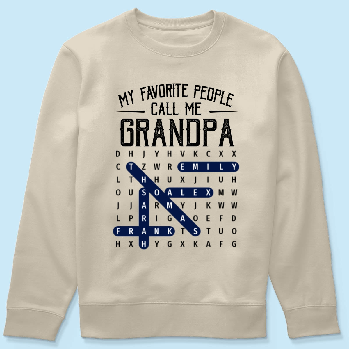 Grandpa's Favorite People Word Search Puzzle - Personalized Shirt - Gift For Grandpa, Dad