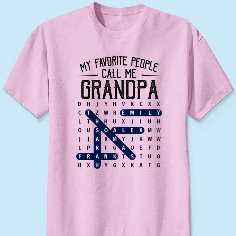 Grandpa's Favorite People Word Search Puzzle - Personalized Shirt - Gift For Grandpa, Dad