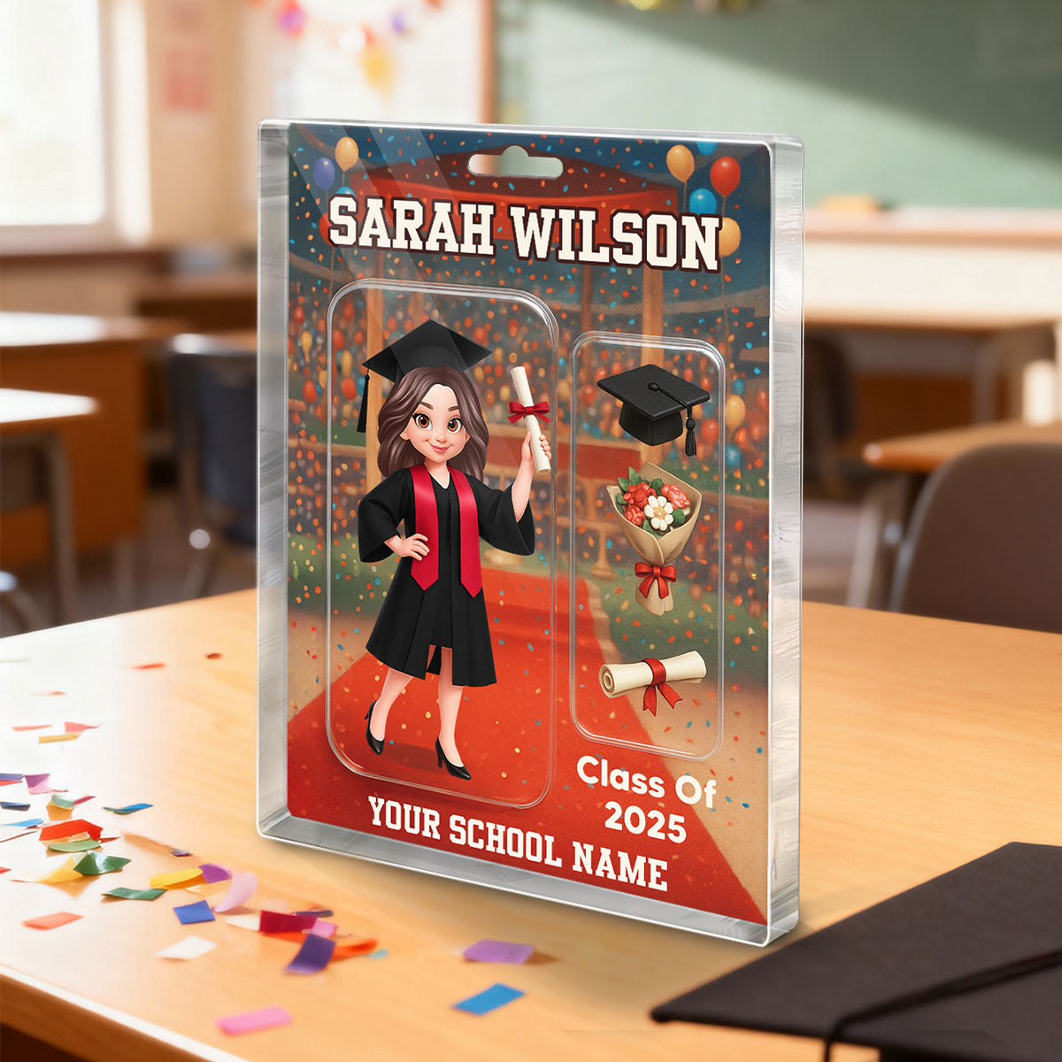 3D Effect Graduation Custom Figure Style - Personalized Acrylic Block Plaque - Christmas Gift For Graduates