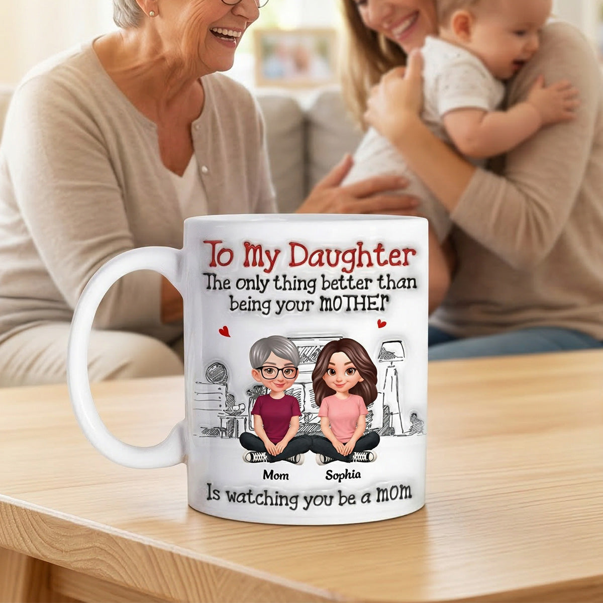 To My Daughter From Mom Dad 2D Flat - Personalized Mug - Heartfelt Mother's Day Gift For Daughter