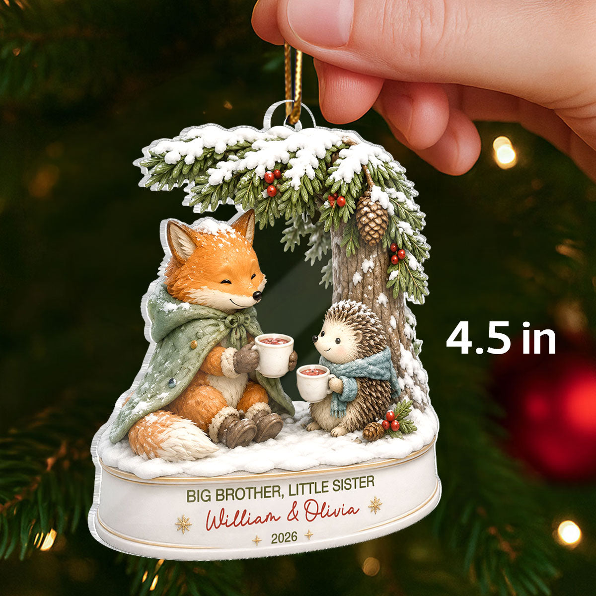 Big Brother Sister Little Kid - Personalized Acrylic Ornament - Christmas Keepsake